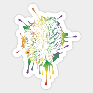 Rainbow Tulips Sketch Sticker